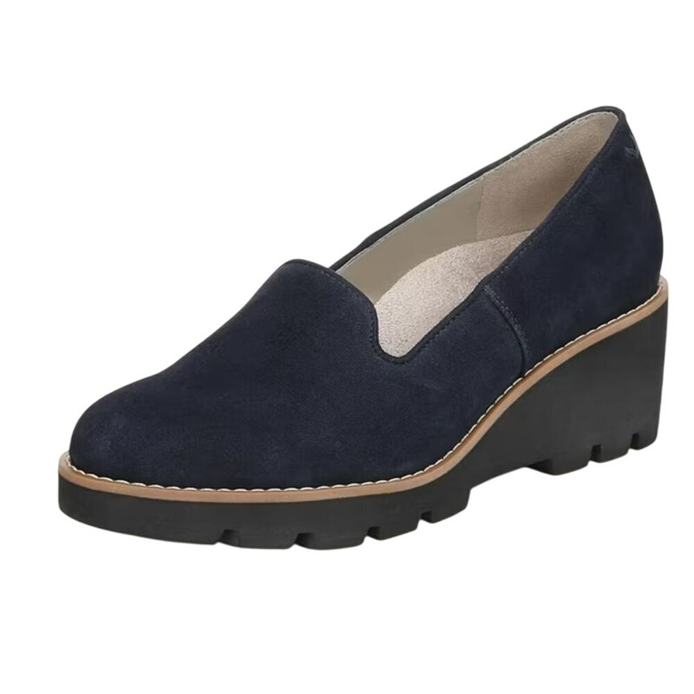 Vionic Navy Suede Wedge Loafers